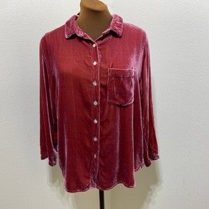 Cut Loose Washable Silk Blend Velvet Shirt Size Medium